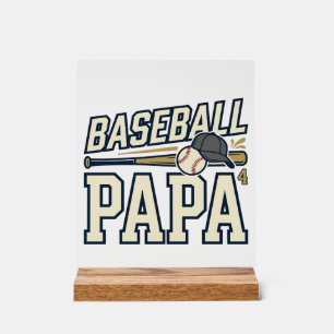Baseball Papa Vintage Engraving Shirt Design_1 Acrylic Sign
