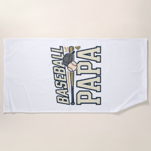 Baseball Papa Vintage Engraving Shirt Design_1 Beach Towel
