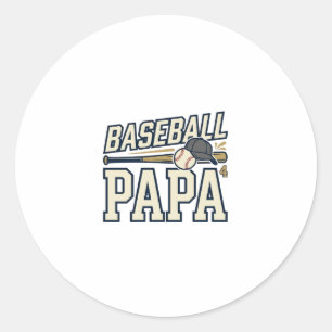 Baseball Papa Vintage Engraving Shirt Design_1 Classic Round Sticker