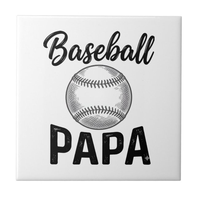 Baseball Papa Vintage Engraving Shirt Design_1 Tile (Front)