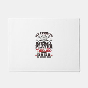 Baseball Papa Vintage Engraving Vector Design_1 Doormat