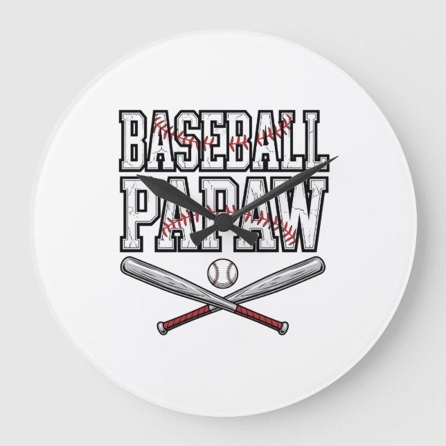 Baseball Papaw Vintage Engraving Design_1 Large Clock (Front)