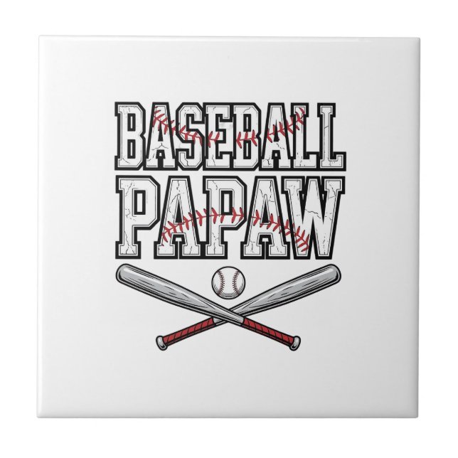 Baseball Papaw Vintage Engraving Design_1 Tile (Front)