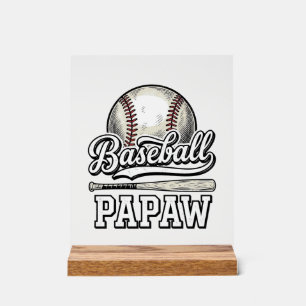 Baseball Papaw Vintage Engraving Shirt Design_1 Acrylic Sign