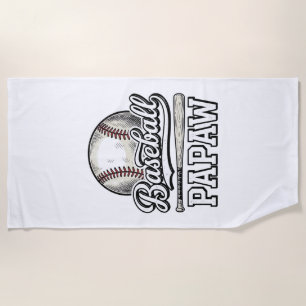 Baseball Papaw Vintage Engraving Shirt Design_1 Beach Towel