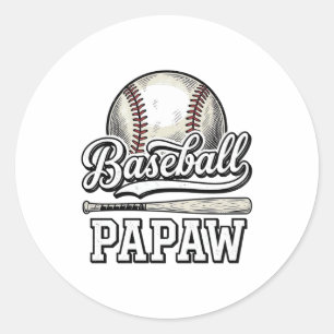 Baseball Papaw Vintage Engraving Shirt Design_1 Classic Round Sticker