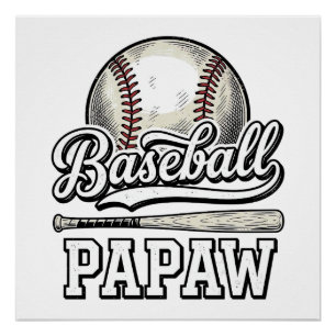 Baseball Papaw Vintage Engraving Shirt Design_1 Poster