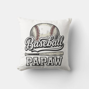 Baseball Papaw Vintage Engraving Shirt Design_1 Throw Pillow