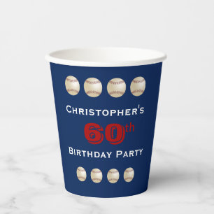 Baseball Paper Cups, 60th Birthday Party Paper Cup