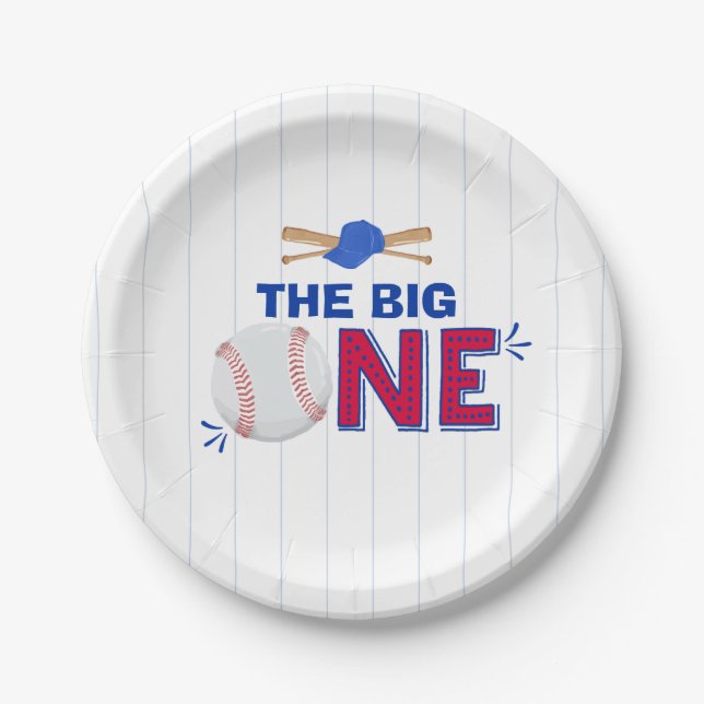 Baseball Paper Plate Baseball 1st Birthday Party (Front)