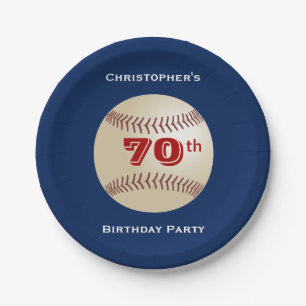 Baseball Paper Plates, 70th Birthday Party Plate