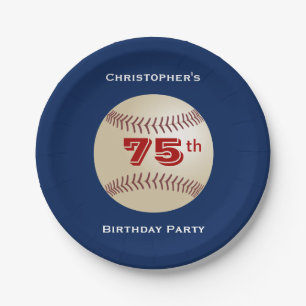 Baseball Paper Plates, 75th Birthday Party Plate