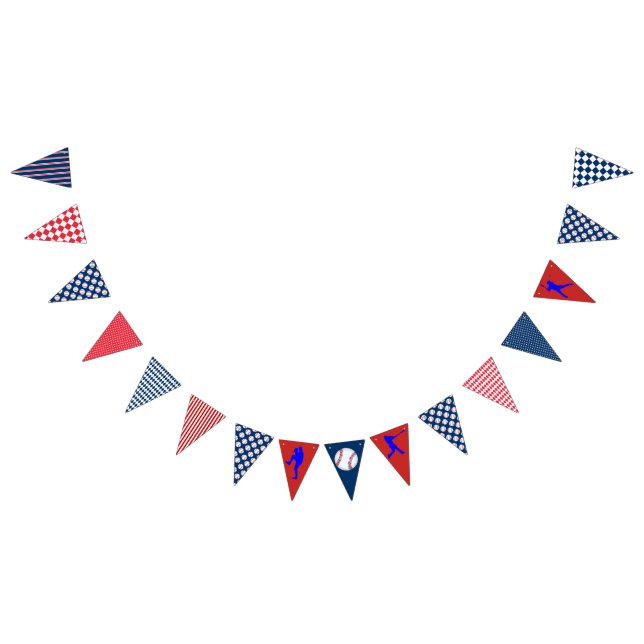 Baseball Party Blue Red Bunting Flag (All)
