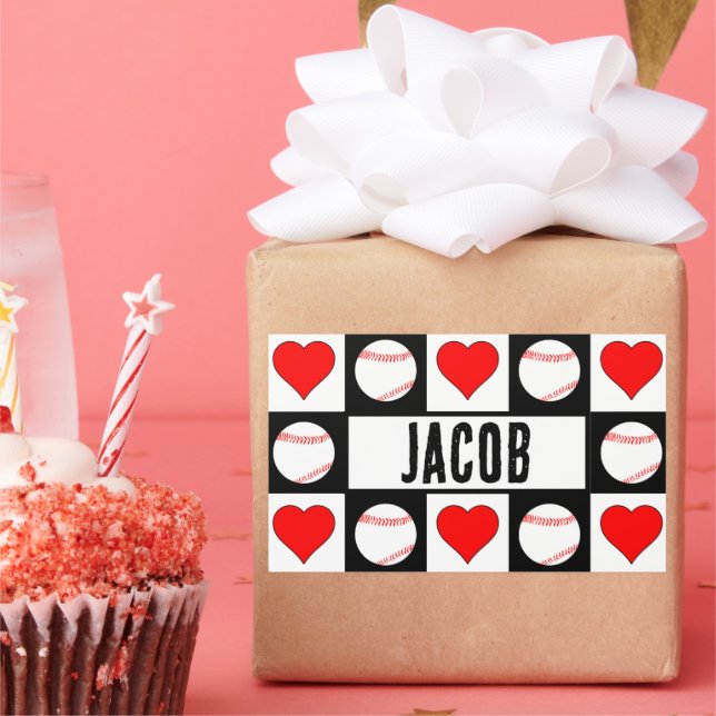 Baseball Party Decor Custom Player Name Gift Wrap Sticker (Party)