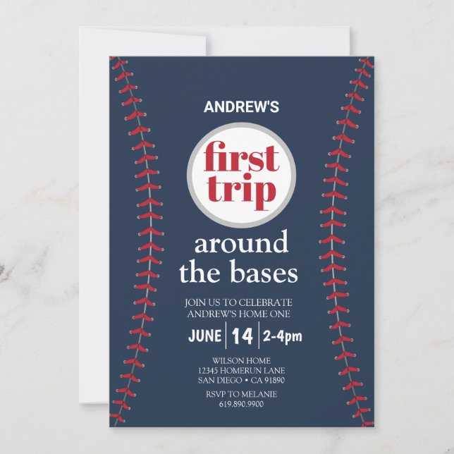 Baseball Party First Birthday Invitation,  Invitation (Front)