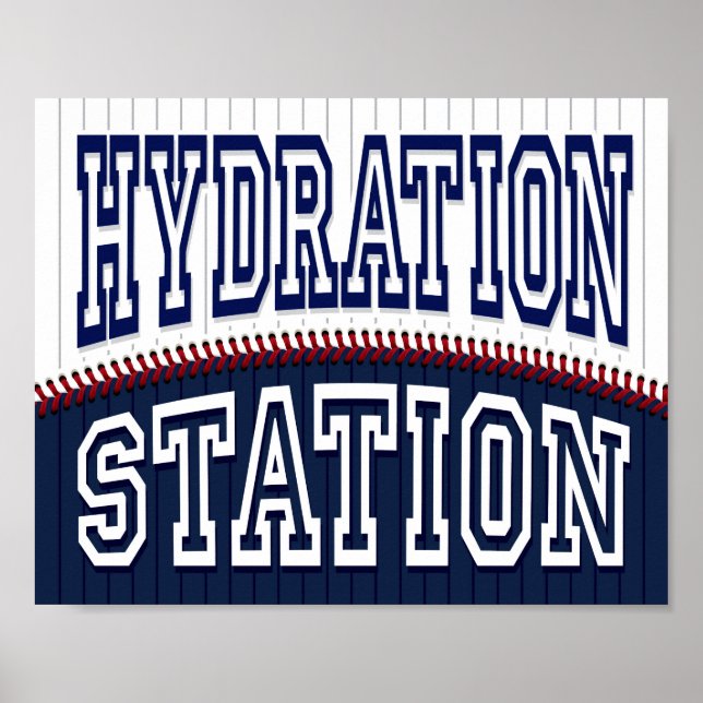Baseball Party HYDRATION STATION Sign Print (Front)