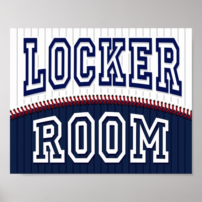 Baseball Party LOCKER ROOM Sign Print (Front)