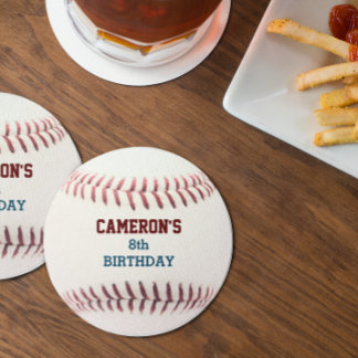 Baseball Party Round Paper Coaster