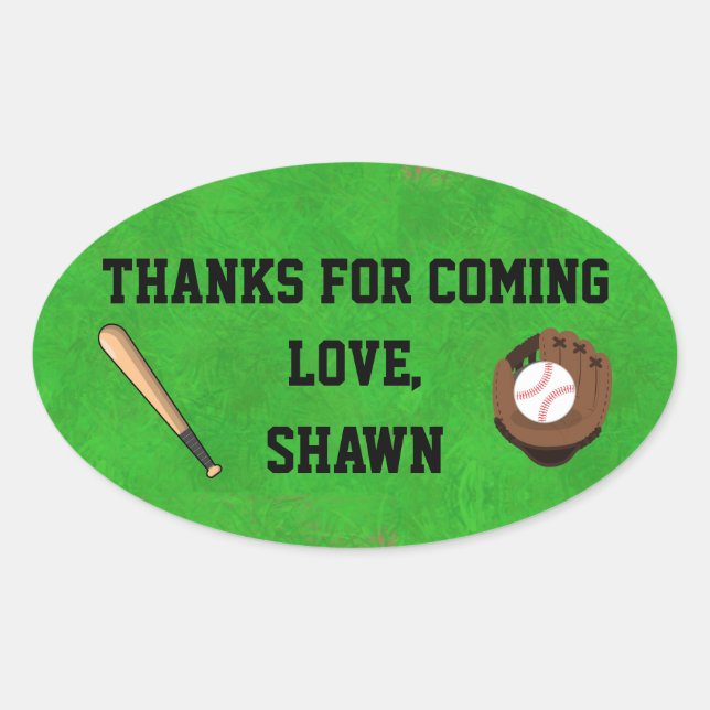 Baseball Party Thank You Sticker (Front)