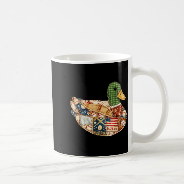 Baseball Patchwork Mallard Duck Game Day Coffee Mug (Right)