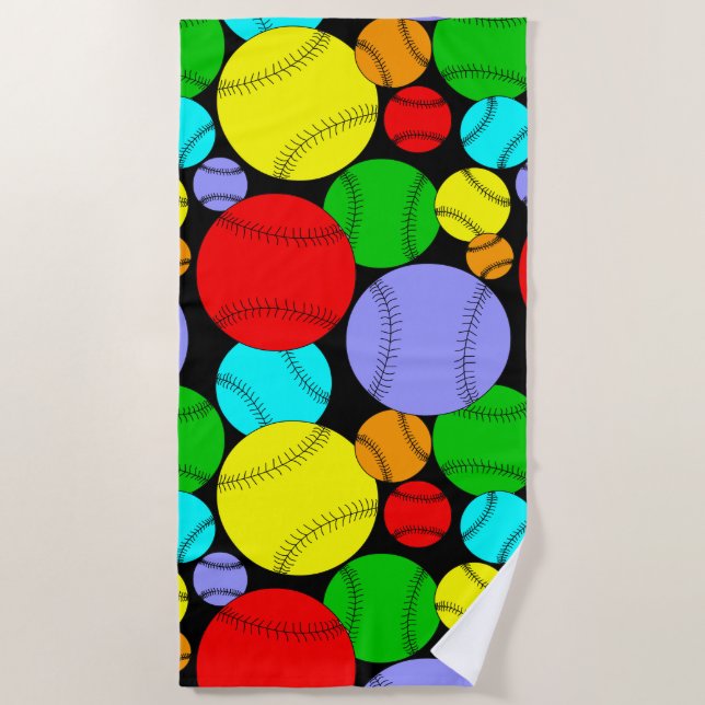 Baseball Pattern  Beach Towel (Front)