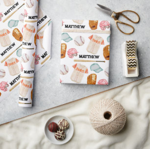 Baseball Pattern birthday Wrapping Paper