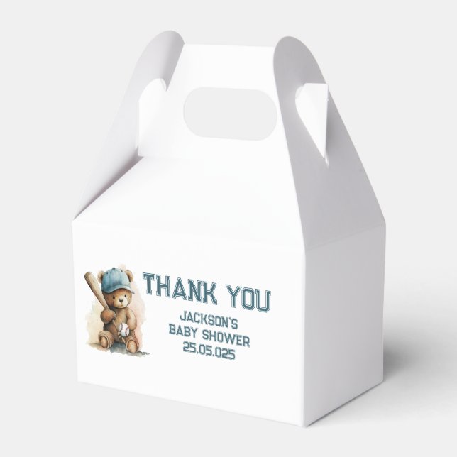 Baseball Pattern Custom Text Boy Party  Favor Box (Front Side)
