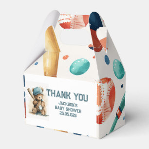 Baseball Pattern Custom Text Boy Party  Favor Box