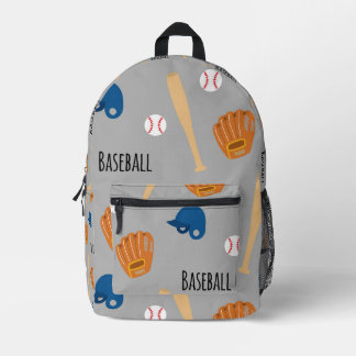 Baseball pattern (gray) printed backpack