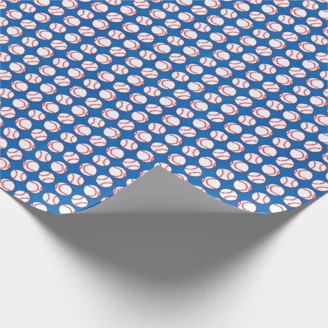 Baseball Pattern on Blue Wrapping Paper (Corner)