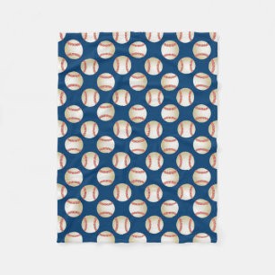 Baseball Pattern Royal Blue Sport Theme Fleece Blanket