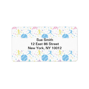 Baseball Pattern Stars and Sparkles Label