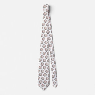 Baseball Pattern White Background Tie