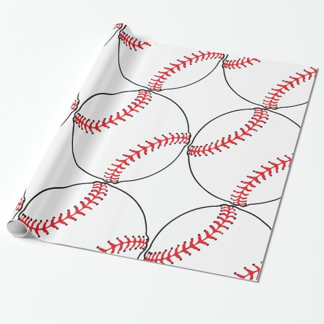Baseball Pattern Wrapping Paper (Unrolled)