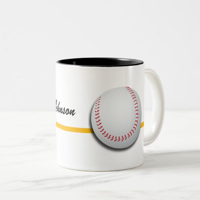 Baseball personalize with Name Two-Tone Coffee Mug (Front Right)