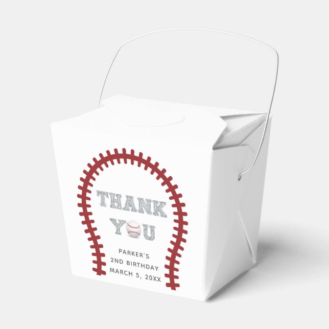 Baseball Personalized Birthday Thank you Favor Box (Front Side)