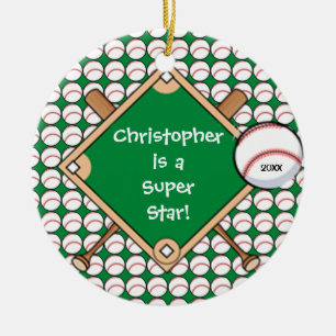 BaseBall Personalized Boy Christmas Ornament