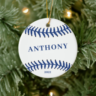 Baseball Personalized Christmas  Ceramic Ornament