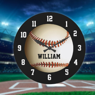 Baseball Personalized Custom Name Large Clock