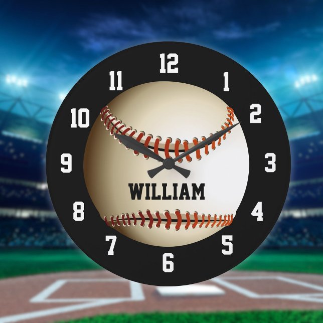 Baseball Personalized Custom Name Large Clock (Baseball Personalized Custom Name Large Clock)