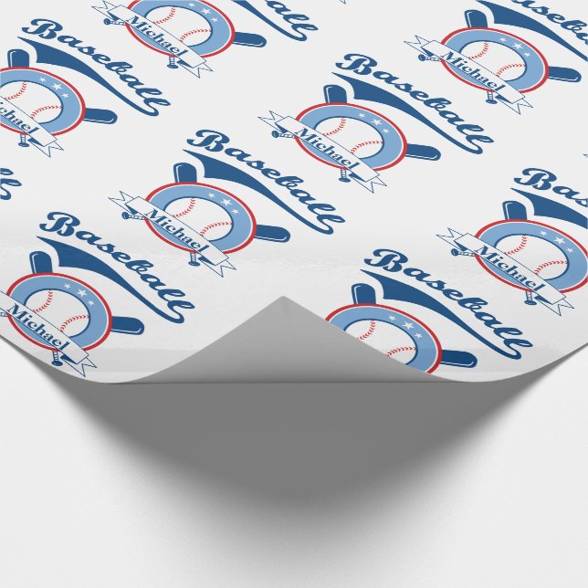 Baseball Personalized Gift Wrapping Paper (Corner)