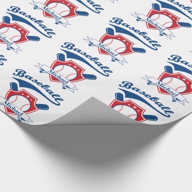 Baseball Personalized Gift Wrapping Paper (Corner)