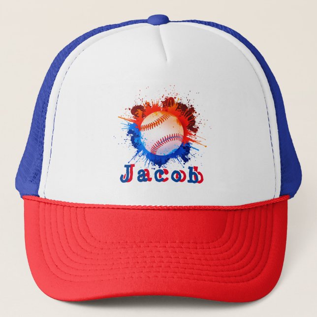Baseball personalized kid's  trucker hat (Front)