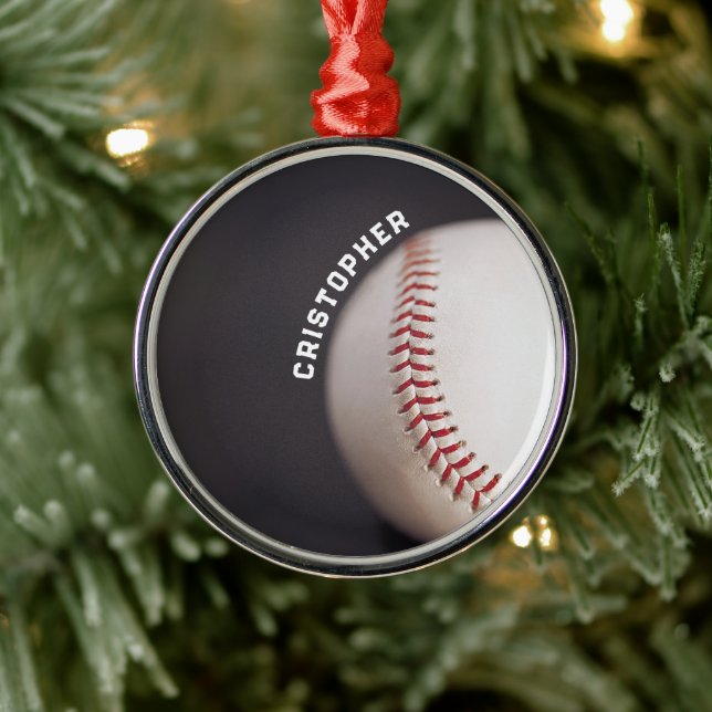 Baseball Personalized Metal Ornament (Tree)