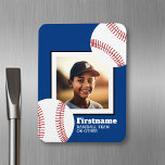 Baseball Photo Add Your Name - Can Edit blue Magnet<br><div class="desc">A modern and trendy design for any sports director or middle school coaches. It can also be used for any sports athlete.</div>