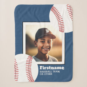 Baseball Photo Add Your Name - Can Edit Colour Sherpa Blanket