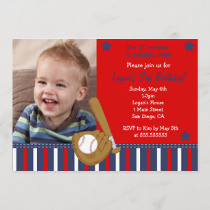 Baseball Photo Birthday Invitations