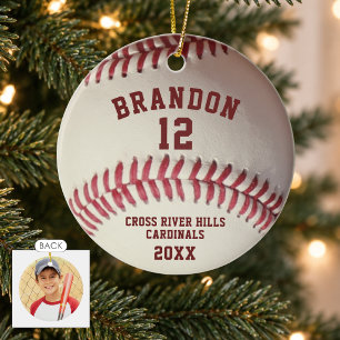 Baseball Photo Player Name Number Vintage Ceramic Ornament