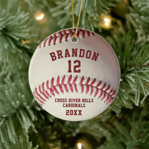 Baseball Photo Player Name Number Vintage Ceramic Ornament