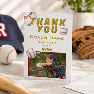 Baseball Photo Player Team Coach Thank You Card